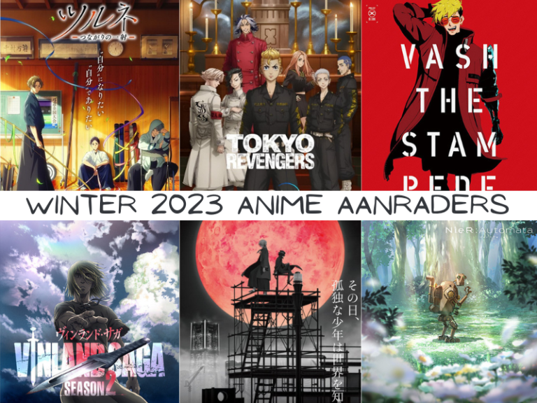 De covers van de zes anime aanraders in dit blog.